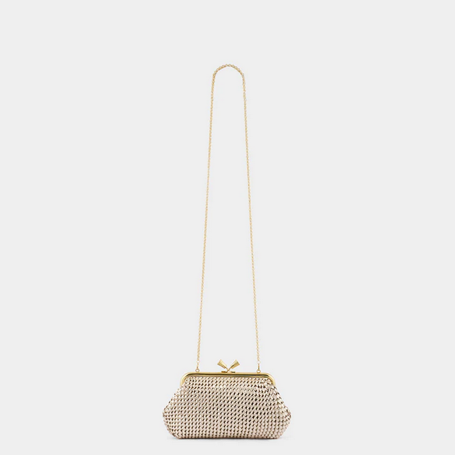 ANYA HINDMARCH Small Maud Tassel Clutch - Light Gold Metallic