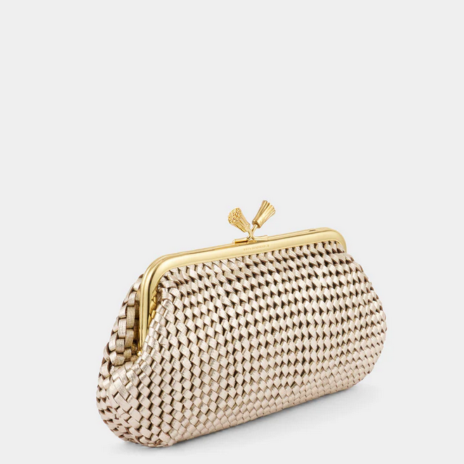 ANYA HINDMARCH Small Maud Tassel Clutch - Light Gold Metallic