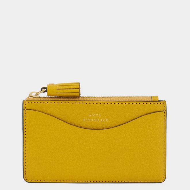 ANYA HINDMARCH Peeping Eyes Zip Card Case - Mustard & Cognac