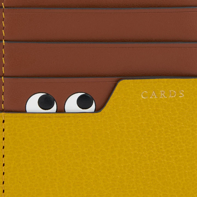 ANYA HINDMARCH Peeping Eyes Zip Card Case - Mustard & Cognac