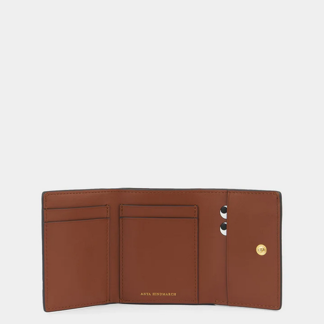 ANYA HINDMARCH Peeping Eyes Mini Trifold Zip Wallet - Mustard & Cognac