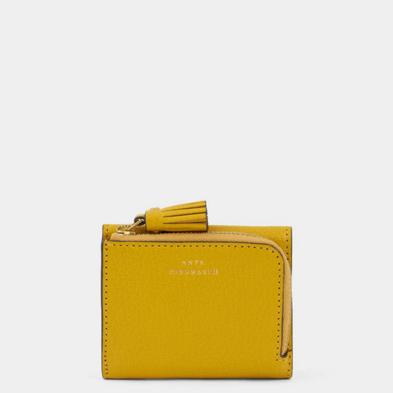 ANYA HINDMARCH Peeping Eyes Mini Trifold Zip Wallet - Mustard & Cognac