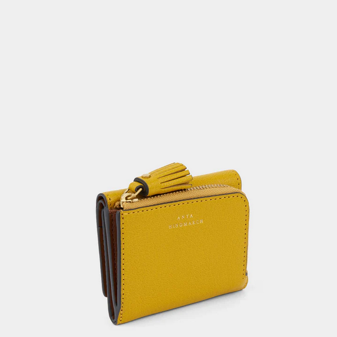ANYA HINDMARCH Peeping Eyes Mini Trifold Zip Wallet - Mustard & Cognac