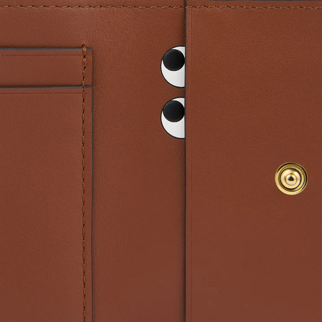 ANYA HINDMARCH Peeping Eyes Mini Trifold Zip Wallet - Mustard & Cognac