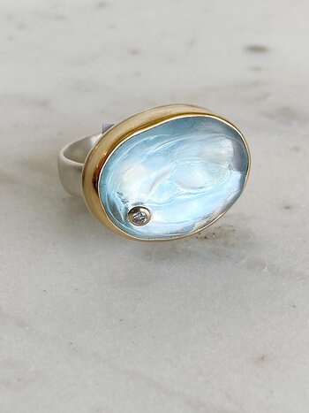 JAMIE JOSEPH Glacier Cut Sky Blue Topaz Ring