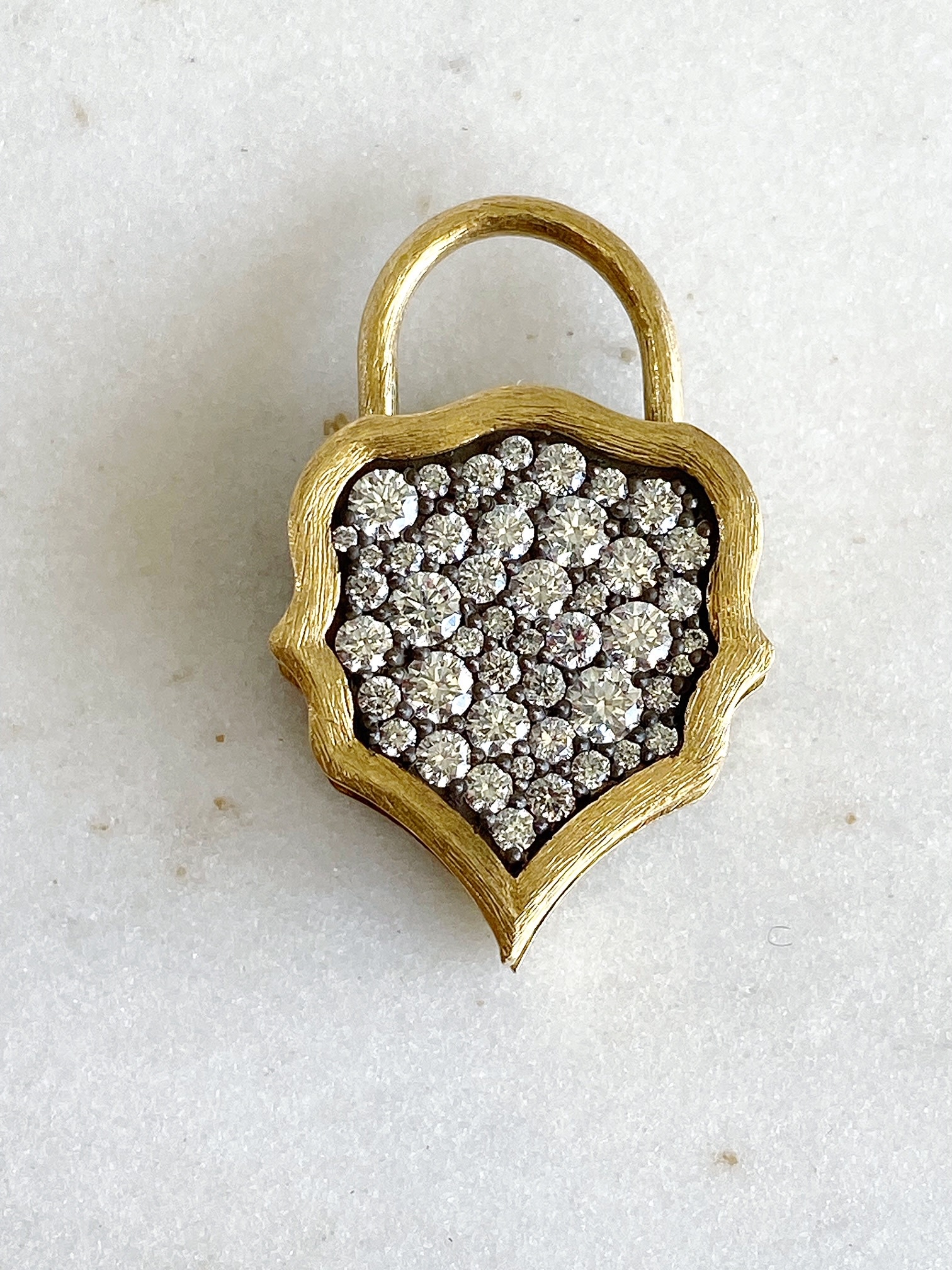 ERICA MOLINARI 18K Two-tone Medium Teardrop Diamond Padlock & Tree Charm