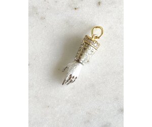 18K Diamond Topped Ivory Enamel Hand Charm - Kiki