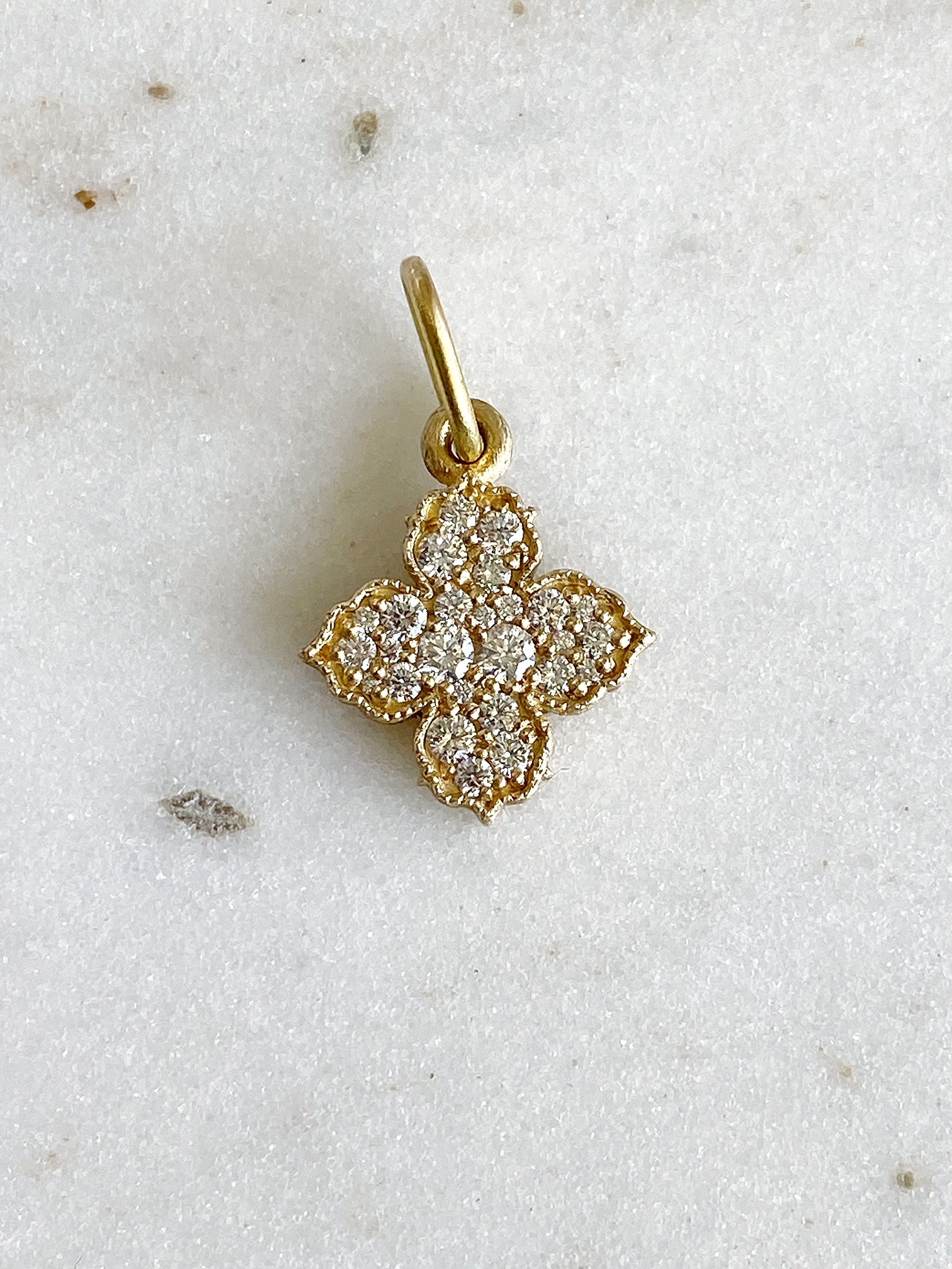 ERICA MOLINARI 18K Shimmer Pave 4 Point Charm