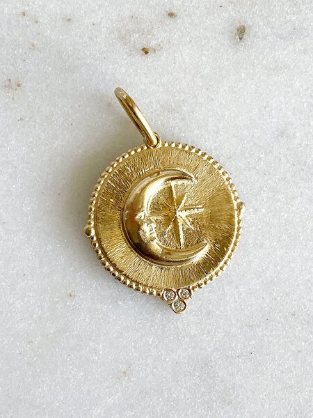 ERICA MOLINARI 14K Large Round Moon & Star Charm