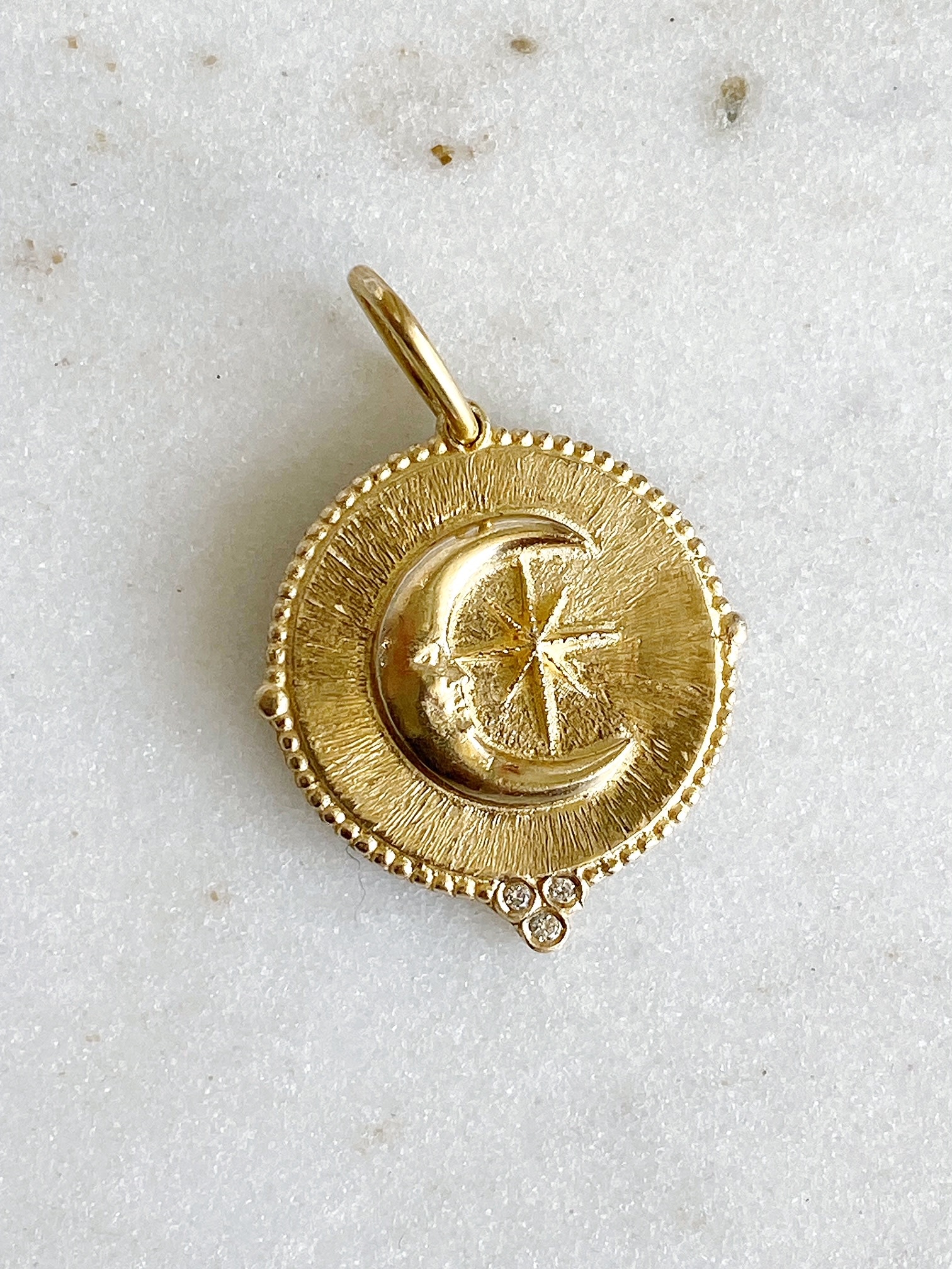 ERICA MOLINARI 14K Large Round Moon & Star Charm