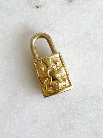 ERICA MOLINARI 14K Hollow Square Lock Charm