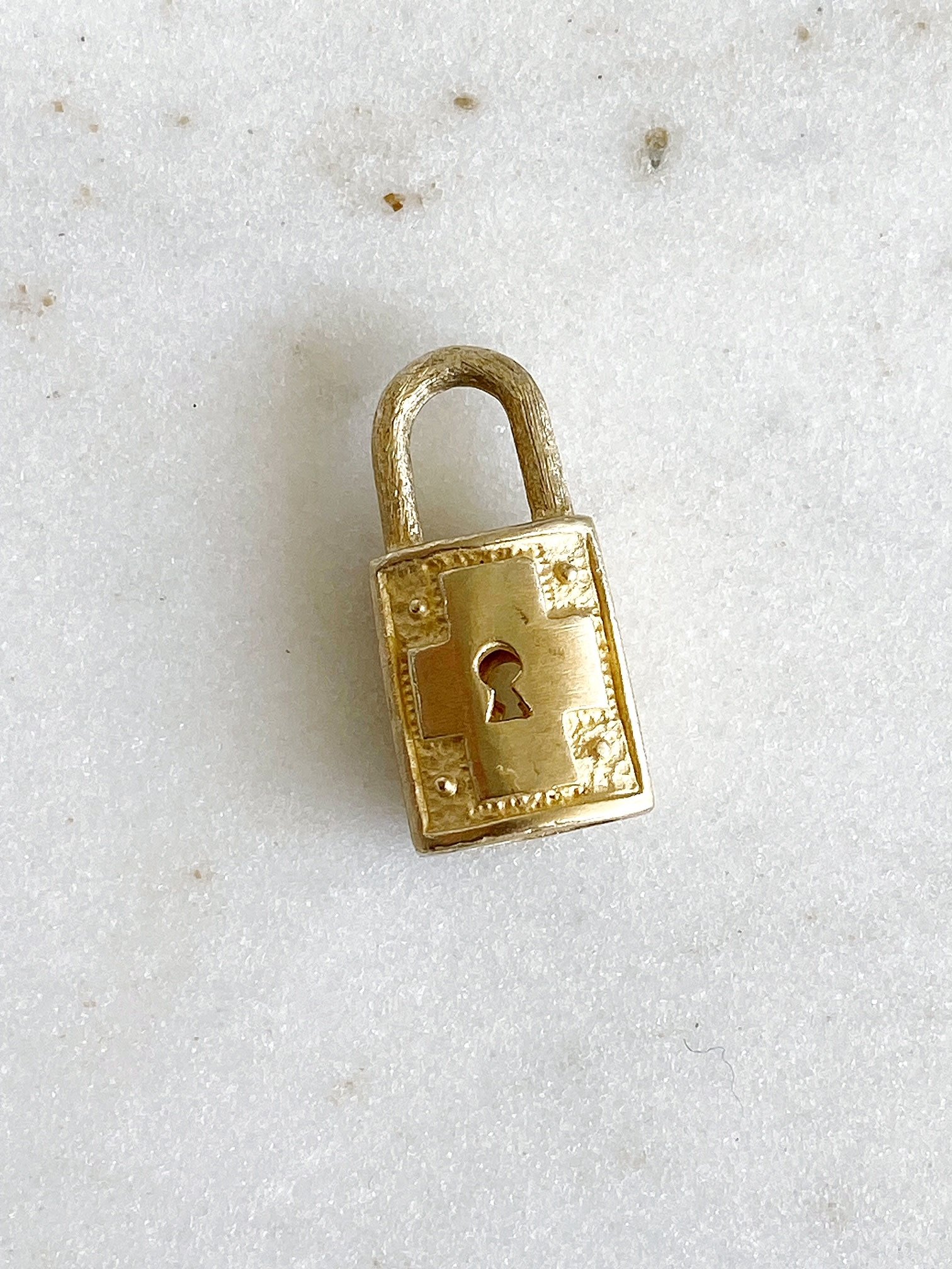ERICA MOLINARI 14K Hollow Square Lock Charm