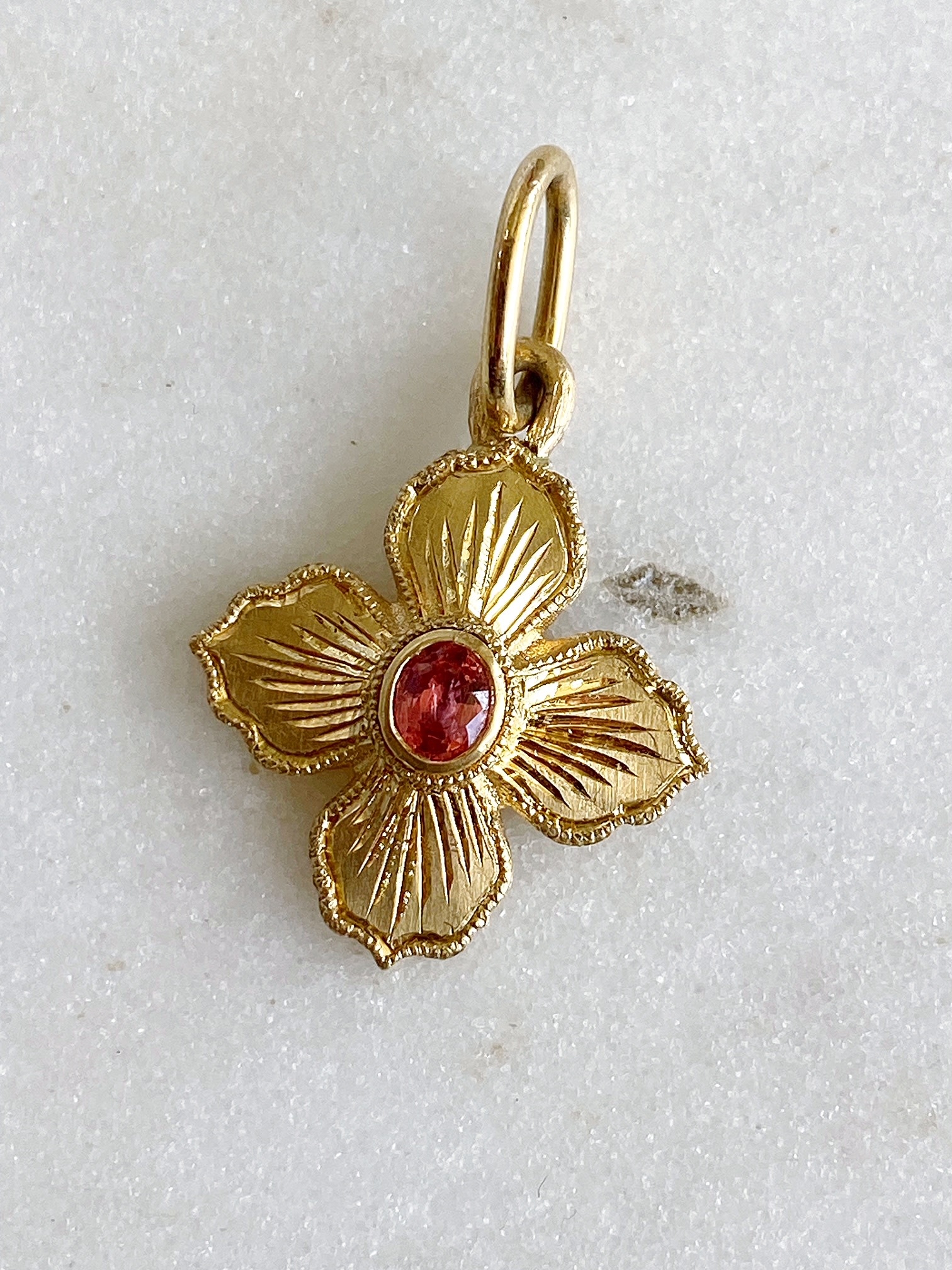 ERICA MOLINARI 18K Padparadscha Sapphire 4 Point Star Charm