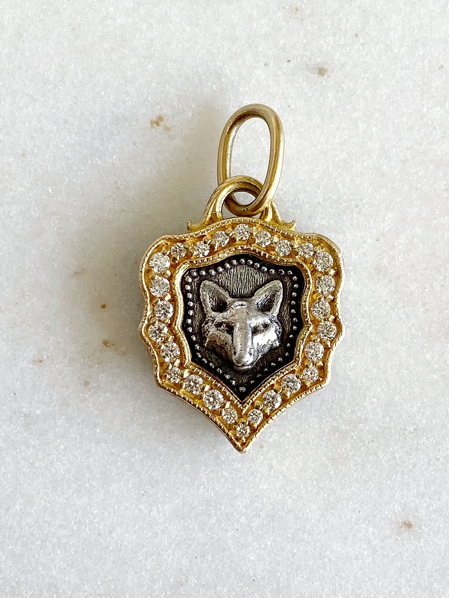 ERICA MOLINARI 18K Two-tone Baby Diamond Frame Fox Charm