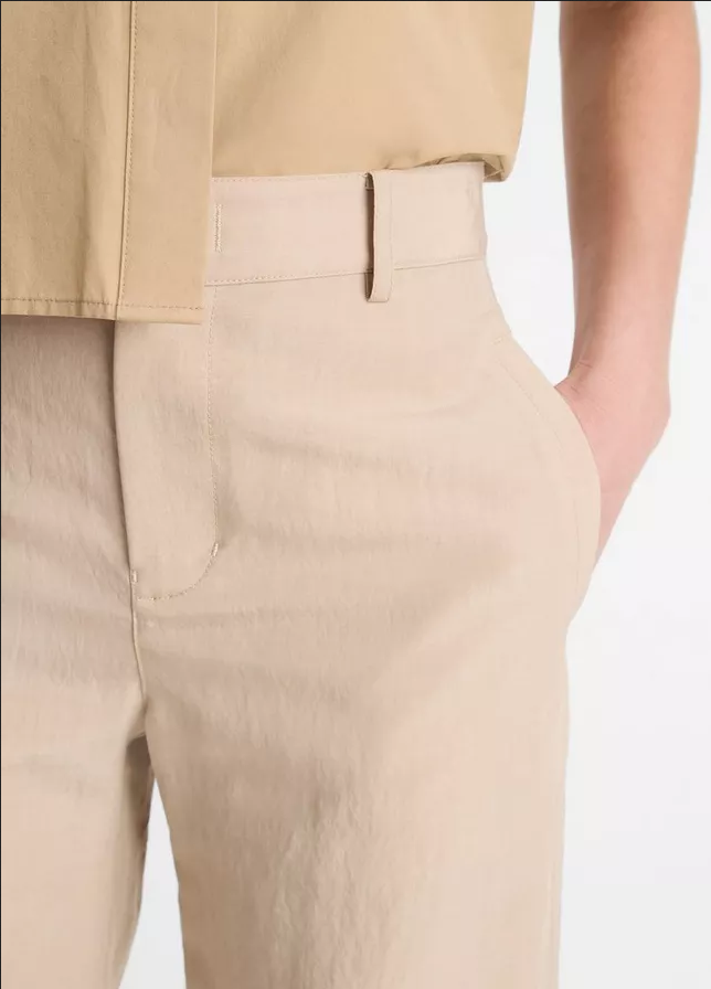 VINCE Mid-Rise Textured Wide Leg Trouser - Cliffside