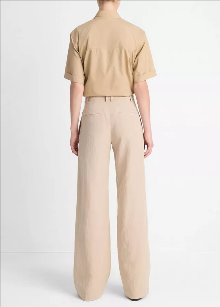 VINCE Mid-Rise Textured Wide Leg Trouser - Cliffside