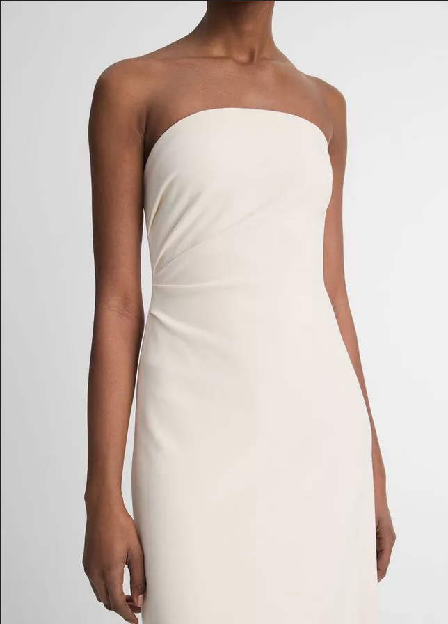 VINCE Strapless Draped Dress - Off White