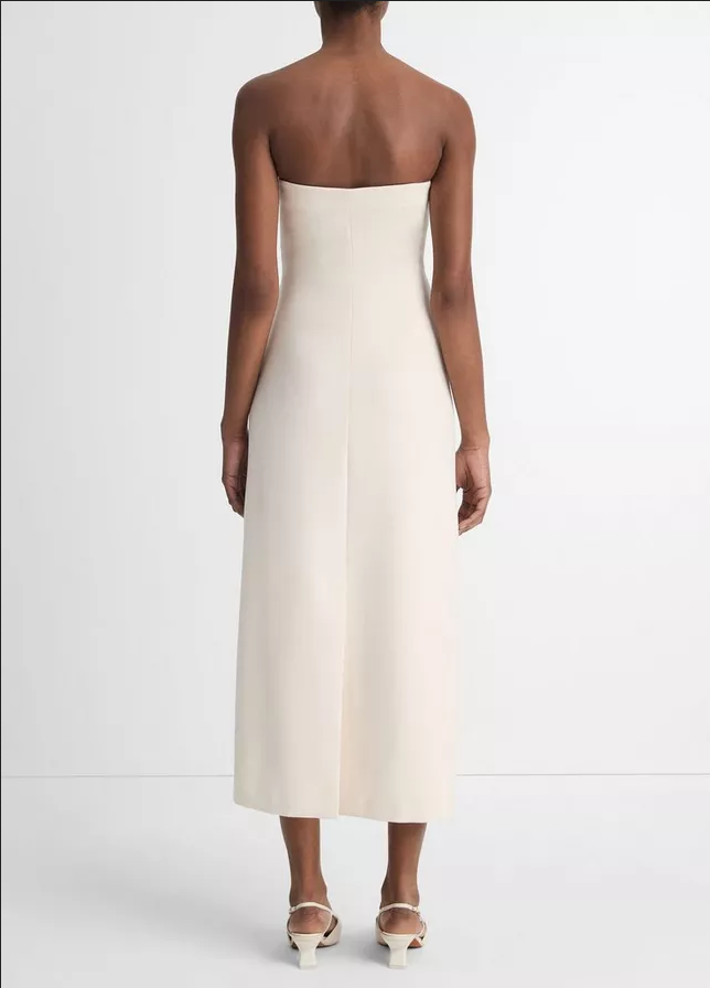 VINCE Strapless Draped Dress - Off White