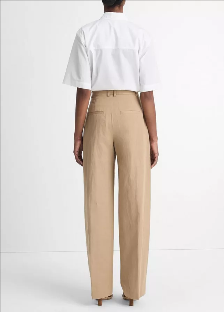 VINCE High Waisted Tailored Wide Leg Trouser - Rye