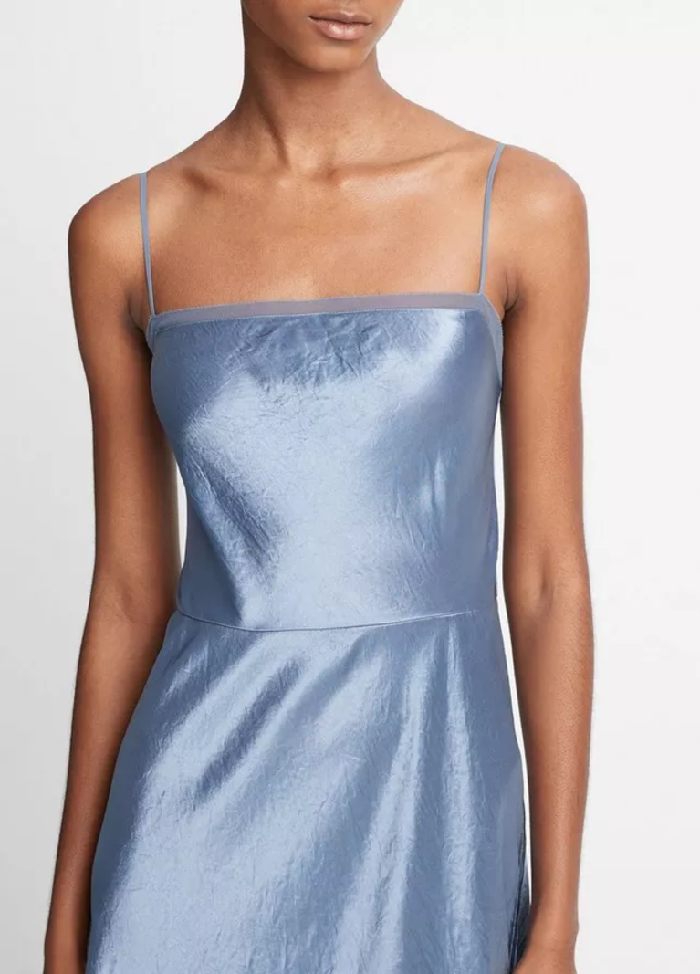 VINCE Sheer Panelled Slip Dress - Iris Smoke