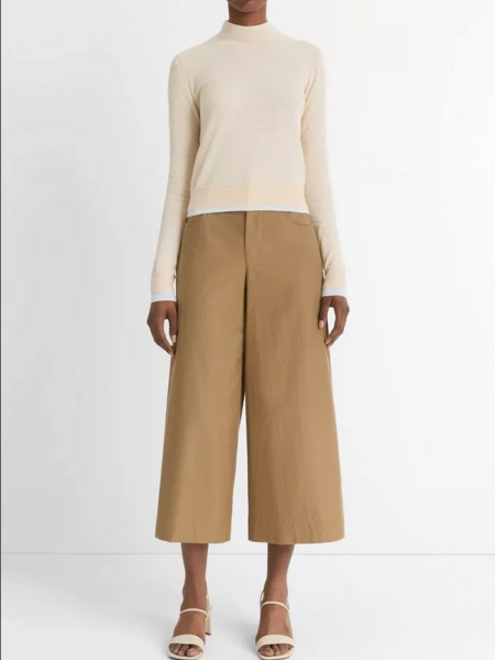 VINCE Italian Cotton Double Layer Mock Neck