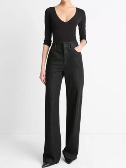 VINCE Lingerie-Trim Three-Quarter-Sleeve Top -