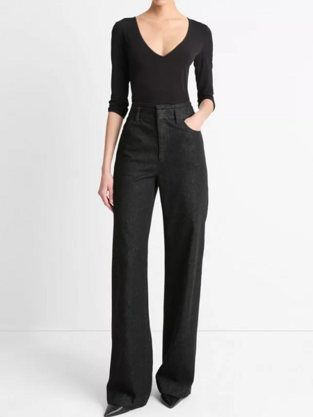 VINCE Lingerie-Trim Three-Quarter-Sleeve Top -
