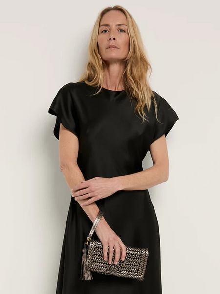 ANYA HINDMARCH Neeson Tassel Clutch - Metallic Smog
