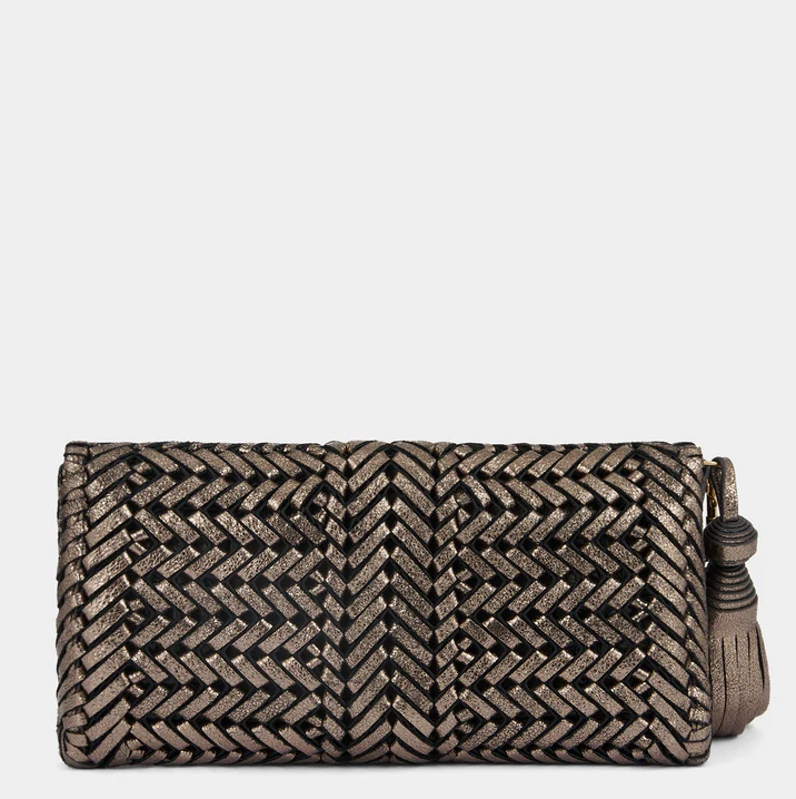 ANYA HINDMARCH Neeson Tassel Clutch - Metallic Smog