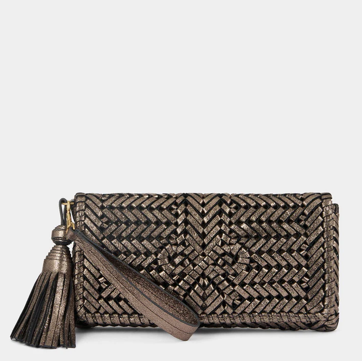 ANYA HINDMARCH Neeson Tassel Clutch - Metallic Smog