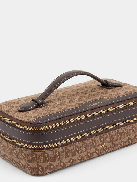 ANYA HINDMARCH Jacquard Make Up AH Logo - Dark Earth