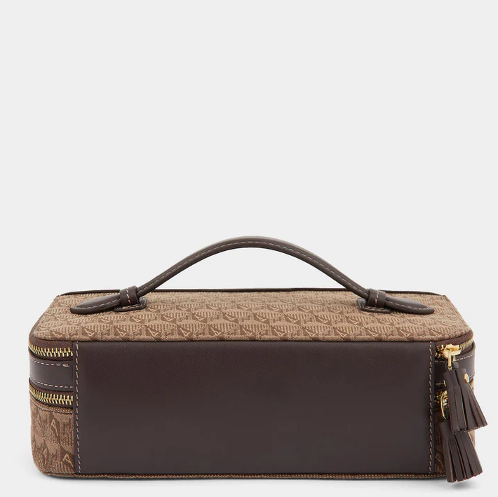 ANYA HINDMARCH Jacquard Make Up AH Logo - Dark Earth