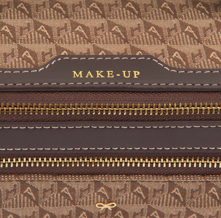 ANYA HINDMARCH Jacquard Make Up AH Logo - Dark Earth