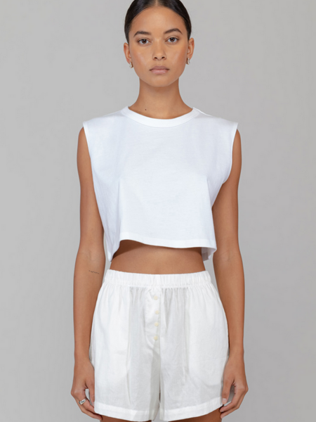 LESET Margo Crop Tank - White