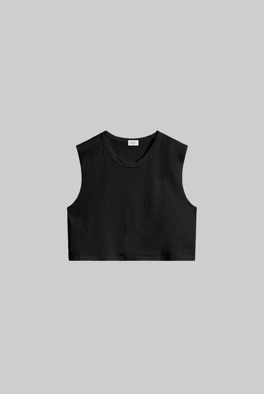 LESET Margo Crop Tank - Black