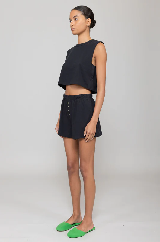 LESET Margo Crop Tank - Black