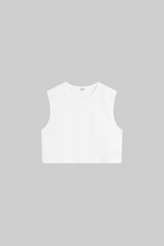 LESET Margo Crop Tank - White