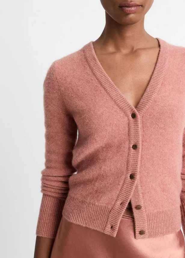Plush Cashmere Cardigan - Heather Vintage Rose - Kiki