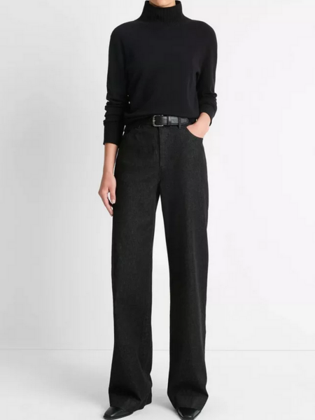 VINCE Mid-Rise Double Waistband Washed Denim