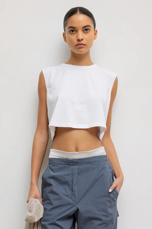 LESET Margo Crop Tank - White