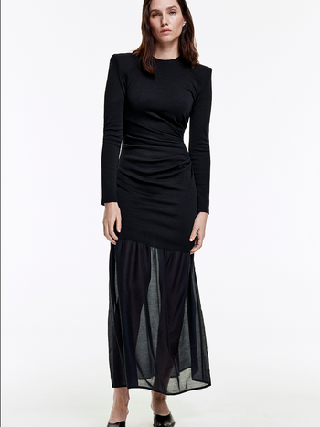 SMYTHE Ruched Midi Dress - Black