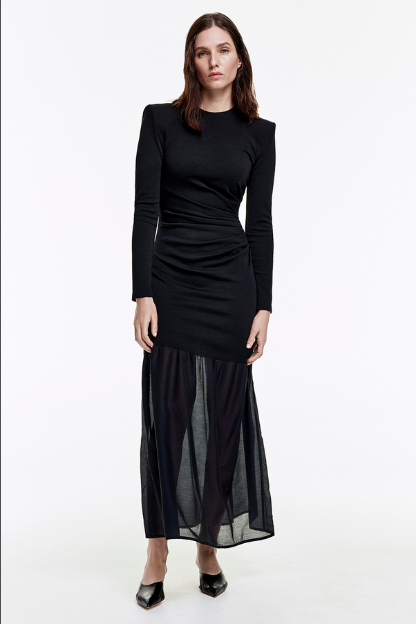 SMYTHE Ruched Midi Dress - Black