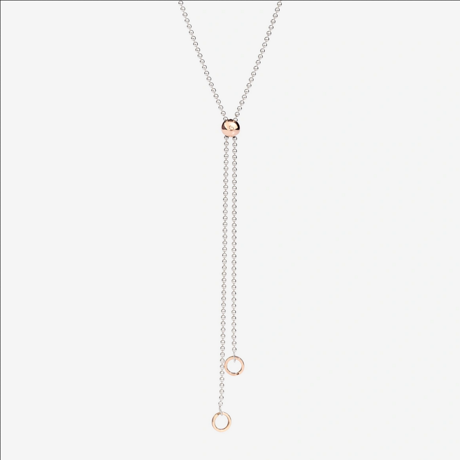 DODO DODO - Silver & Rose Gold Bolo Lariat Necklace