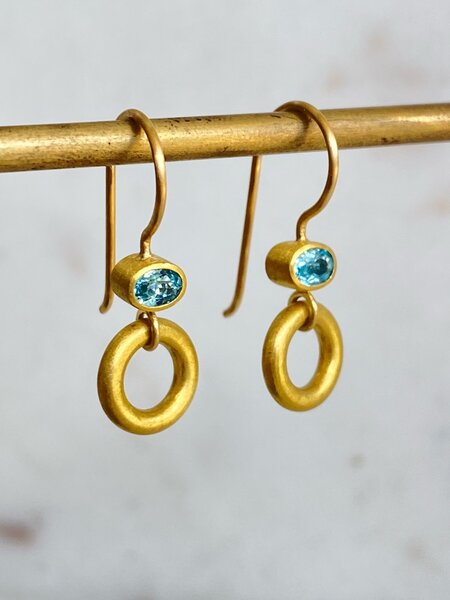 MALLARY MARKS Blue Zircon Jump Through Hoop Earrings