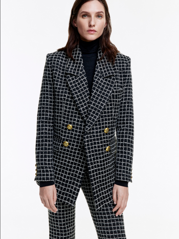 SMYTHE Oversized DB Blazer - Black Grid
