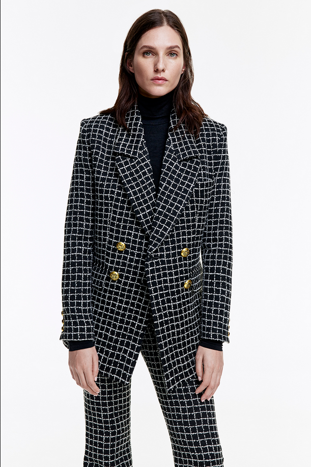 SMYTHE Oversized DB Blazer - Black Grid