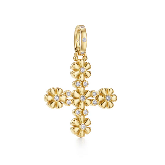 TEMPLE ST CLAIR 18K Fiori Cross Pendant