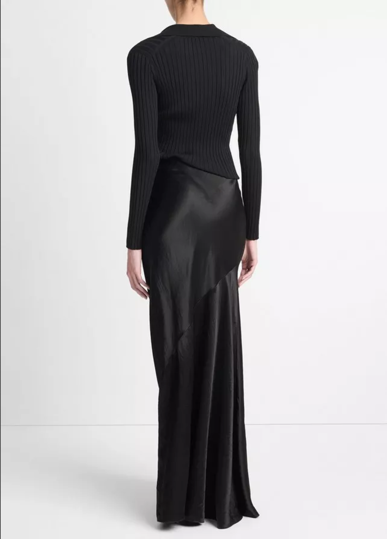 VINCE Satin Maxi Skirt - Black