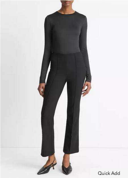 VINCE Mid-Rise Pintuck Crop Flare Pant - Black