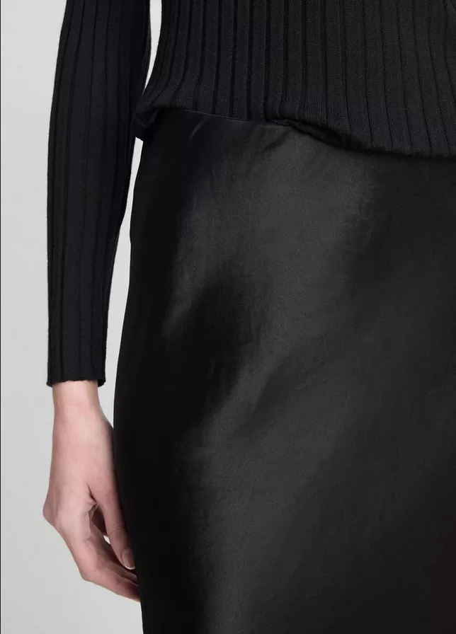 VINCE Satin Maxi Skirt - Black
